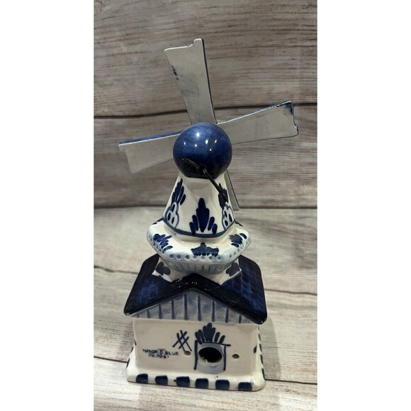 Porcelain Glass Blue And White Windmill 6” - Picture 4 of 7